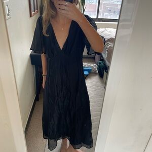 Lisa Says Gah Black Flutter Sleeve Midi/Maxi Dress